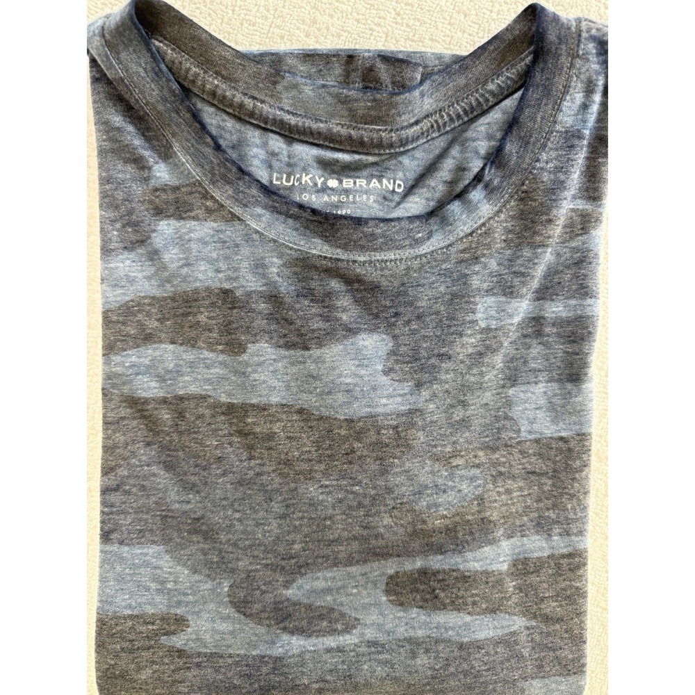 Lucky Brand COZY CAMO CREW Vintage Wash Top Camouflage T-Shirt  Size M